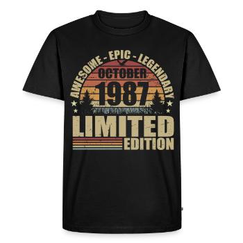 38e Anniversaire Rétro Octobre 1987 - October 1987 - T-shirt Premium bio Homme - noir - Devant - Nico (187cm)