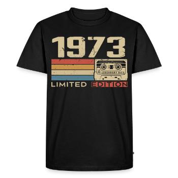 Légendes 1973 Millésime 1973 Jubilé 1973 vintage  - T-shirt Premium bio Homme - noir - Devant - Nico (187cm)