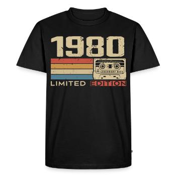 Légendes 1980 Millésime 1980 Jubilé 1980 vintage  - T-shirt Premium bio Homme - noir - Devant - Nico (187cm)