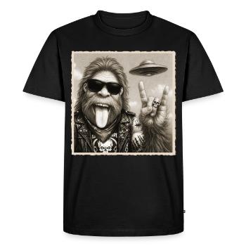Rock, Rocker, Musique Rock, Main Rock, OVNI Bigfoot - T-shirt Premium bio Homme - noir - Devant - Nico (187cm)