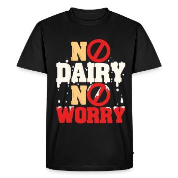 Intolérance au lactose Pas de produits laitiers, pas de souci - T-shirt Premium bio Homme - noir - Devant - Nico (187cm)