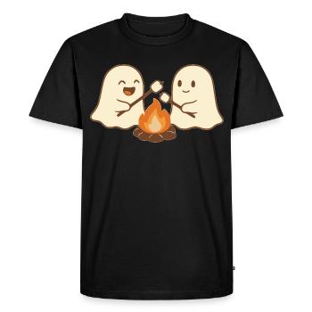 Camp de feu fantôme Halloween - T-shirt Premium bio Homme - noir - Devant - Nico (187cm)