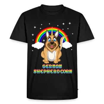 German Shepherd Unicorn Rainbow – Cute Dog Fantasy - Men's Premium Organic T-Shirt - black - Front - Nico (187cm)