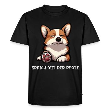 Talk to the Paw Corgi Corgi Welsh Corgi - Men's Premium Organic T-Shirt - black - Front - Nico (187cm)