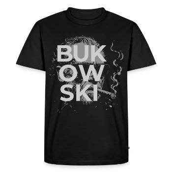 Charles Bukowski fumant un cigare portrait - T-shirt Premium bio Homme - noir - Devant - Nico (187cm)