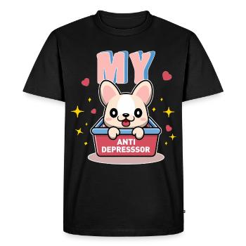 My Antidepressor Cadeau Amoureux des Animaux Chien - T-shirt Premium bio Homme - noir - Devant - Nico (187cm)