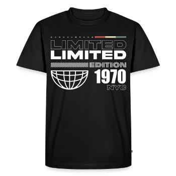 1970's Birthday Gift - Vintage 1970's, 55th Birthday - Men's Premium Organic T-Shirt - black - Front - Nico (187cm)