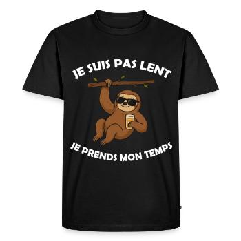 I'm not slow, I take my time - Lazy - Men's Premium Organic T-Shirt - black - Front - Nico (187cm)