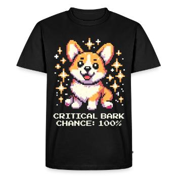 Chance de cloche critique : 100 % | Humour Corgi - T-shirt Premium bio Homme - noir - Devant - Nico (187cm)