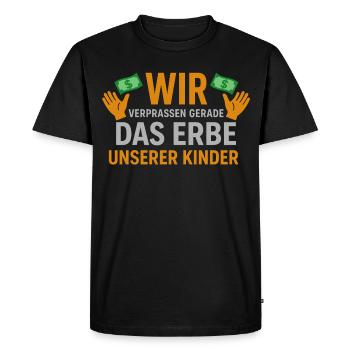 We are squandering our children's inheritance - Men's Premium Organic T-Shirt - black - Front - Nico (187cm)