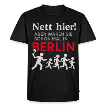 C’est bien ici, mais êtes-vous déjà allé à Berlin ? - T-shirt Premium bio Homme - noir - Devant - Nico (187cm)