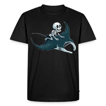 Skeleton on manta ray - Men's Premium Organic T-Shirt - black - Front - Nico (187cm)