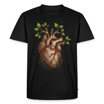 Living Tree Heart - Men's Premium Organic T-Shirt - black - Front - Nico (187cm)