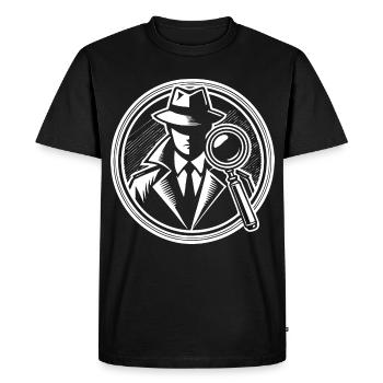 Detective Design – À la recherche d’indices à la loupe - T-shirt Premium bio Homme - noir - Devant - Nico (187cm)