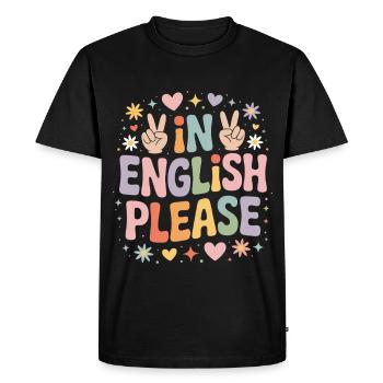 Professeur d’anglais Professeur d’anglais En anglais S’il vous plaît - T-shirt Premium bio Homme - noir - Devant - Nico (187cm)