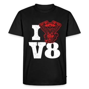 J’aime le réglage des voitures à moteur V8 - T-shirt Premium bio Homme - noir - Devant - Nico (187cm)