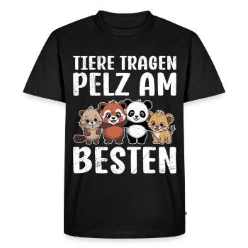 LES ANIMAUX PORTENT LE MIEUX LA FOURRURE - T-shirt Premium bio Homme - noir - Devant - Nico (187cm)