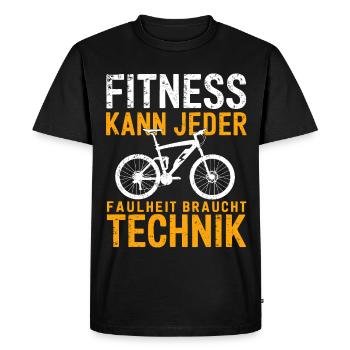 Funny e-bike saying fitness can be done by everyone - Men's Premium Organic T-Shirt - black - Front - Nico (187cm)