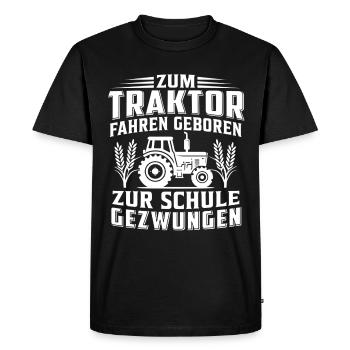 Né pour conduire un tracteur Forcé d’aller à l’école - T-shirt Premium bio Homme - noir - Devant - Nico (187cm)