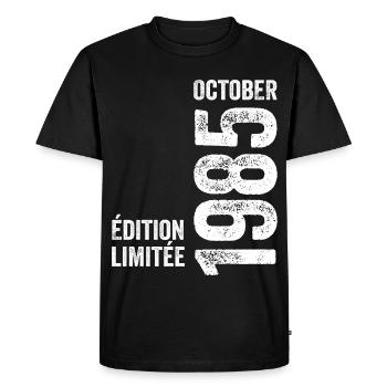 Légendes Octobre 1985 Millésime Octobre 1985 Rétro - T-shirt Premium bio Homme - noir - Devant - Nico (187cm)
