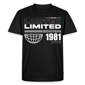 Cadeau d’anniversaire 1981 - Millésime 1981, 44ème anniversaire - T-shirt Premium bio Homme - noir - Devant - Nico (187cm)