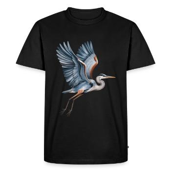 Héron élégant aux ailes déployées - T-shirt Premium bio Homme - noir - Devant - Nico (187cm)