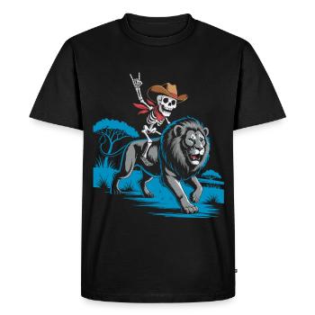 Squelette sur lion dans le style du Far West - T-shirt Premium bio Homme - noir - Devant - Nico (187cm)