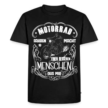 Motard style de vie motif crâne motard - T-shirt Premium bio Homme - noir - Devant - Nico (187cm)