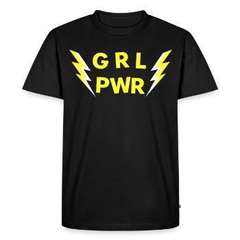 Girl Power - GRL PWR - Lucky Charm for Girls - Men's Premium Organic T-Shirt - black - Front - Nico (187cm)