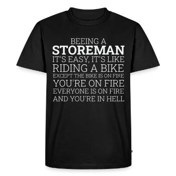 Storeman à vélo - T-shirt Premium bio Homme - noir - Devant - Nico (187cm)