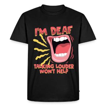Deaf Deaf Hearing Impairment - Men's Premium Organic T-Shirt - black - Front - Nico (187cm)