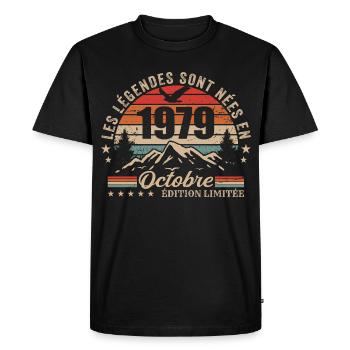 October 1979 Birthday Gift 1979 October 1979 - Men's Premium Organic T-Shirt - black - Front - Nico (187cm)