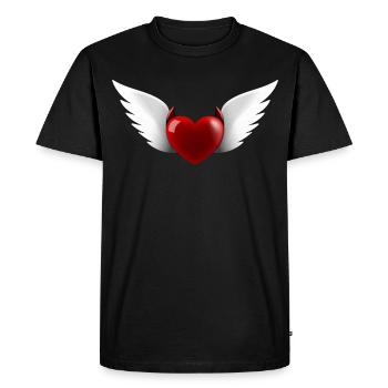 Cœur Ange Diable - T-shirt Premium bio Homme - noir - Devant - Nico (187cm)