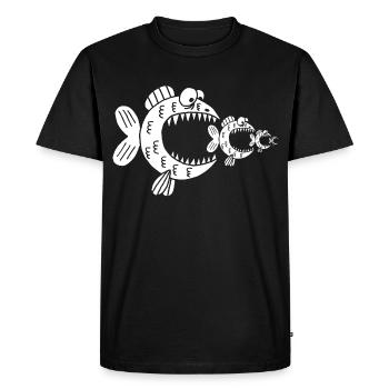 Poissons blancs et chaine alimentaire - T-shirt Premium bio Homme - noir - Devant - Nico (187cm)