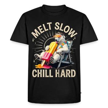 Melt Slow Chill Hard Bear - Men's Premium Organic T-Shirt - black - Front - Nico (187cm)