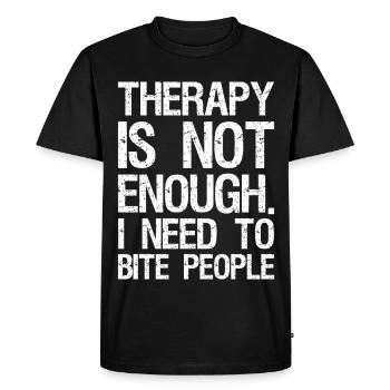 La thérapie ne suffit pas, j’ai besoin de mordre les gens - T-shirt Premium bio Homme - noir - Devant - Nico (187cm)