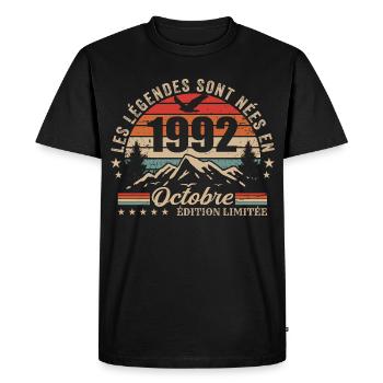 Octobre 1992 Cadeau Anniversaire 1992 October 1992 - T-shirt Premium bio Homme - noir - Devant - Nico (187cm)