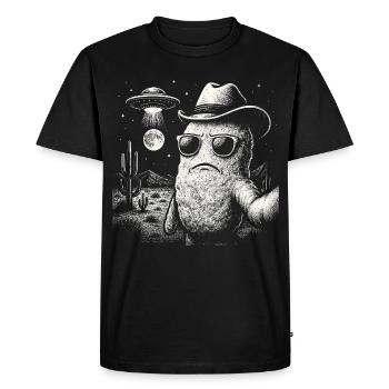 Humour Désert UFO Selfie Chicken Nugget - T-shirt Premium bio Homme - noir - Devant - Nico (187cm)