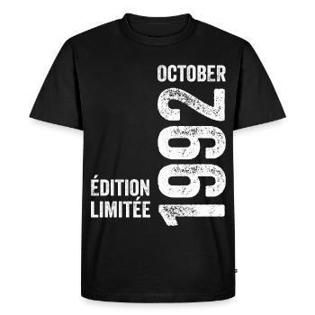 Légendes Octobre 1992 Millésime Octobre 1992 Rétro - T-shirt Premium bio Homme - noir - Devant - Nico (187cm)