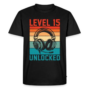 15 Years Birthday Teen Gamer Level 15 Unlocked - Men's Premium Organic T-Shirt - black - Front - Nico (187cm)