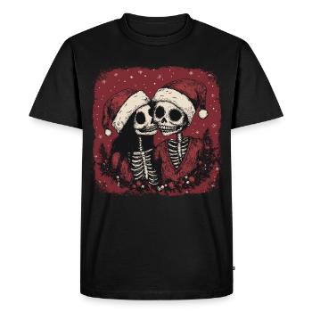 Couple de zombies célébrant Noël - T-shirt Premium bio Homme - noir - Devant - Nico (187cm)