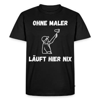 T-shirt de peintre – Rien ne fonctionne ici sans peintres - T-shirt Premium bio Homme - noir - Devant - Nico (187cm)