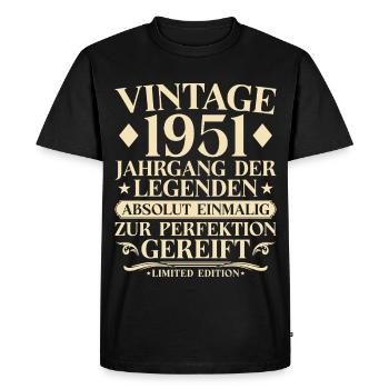 Millésime 1951 Vintage Born - 75ème anniversaire - T-shirt Premium bio Homme - noir - Devant - Nico (187cm)