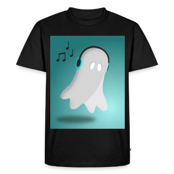 Ghost with headphones - Men's Premium Organic T-Shirt - black - Front - Nico (187cm)