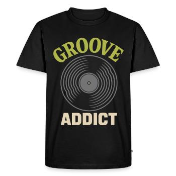 Groove Addict Disque Vinyle Amateur de musique - T-shirt Premium bio Homme - noir - Devant - Nico (187cm)