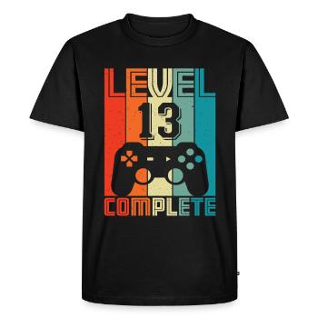 13th Birthday Gamer – 13 Years Level 13 Complete - Men's Premium Organic T-Shirt - black - Front - Nico (187cm)