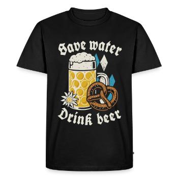 Économiser l’eau boire de la bière - Biertrinker - Spruch - T-shirt Premium bio Homme - noir - Devant - Nico (187cm)