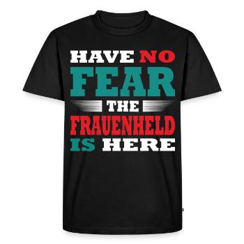 N’ayez pas peur le Frauenheld est là Tenue - T-shirt Premium bio Homme - noir - Devant - Nico (187cm)