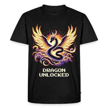Dragon débloqué | RPG fantastique Pixel Art - T-shirt Premium bio Homme - noir - Devant - Nico (187cm)