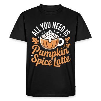 Pumpkin Autumn Pumpkin Spice Latte - Men's Premium Organic T-Shirt - black - Front - Nico (187cm)